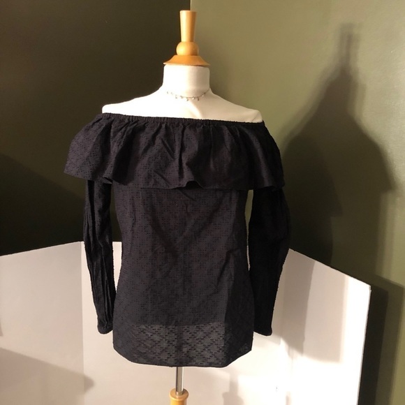 Michael Kors Black Off The Shoulder Shirt Size M - Picture 1 of 5